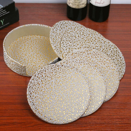 Läderunderlägg Runda 10 cm Set med 6 2