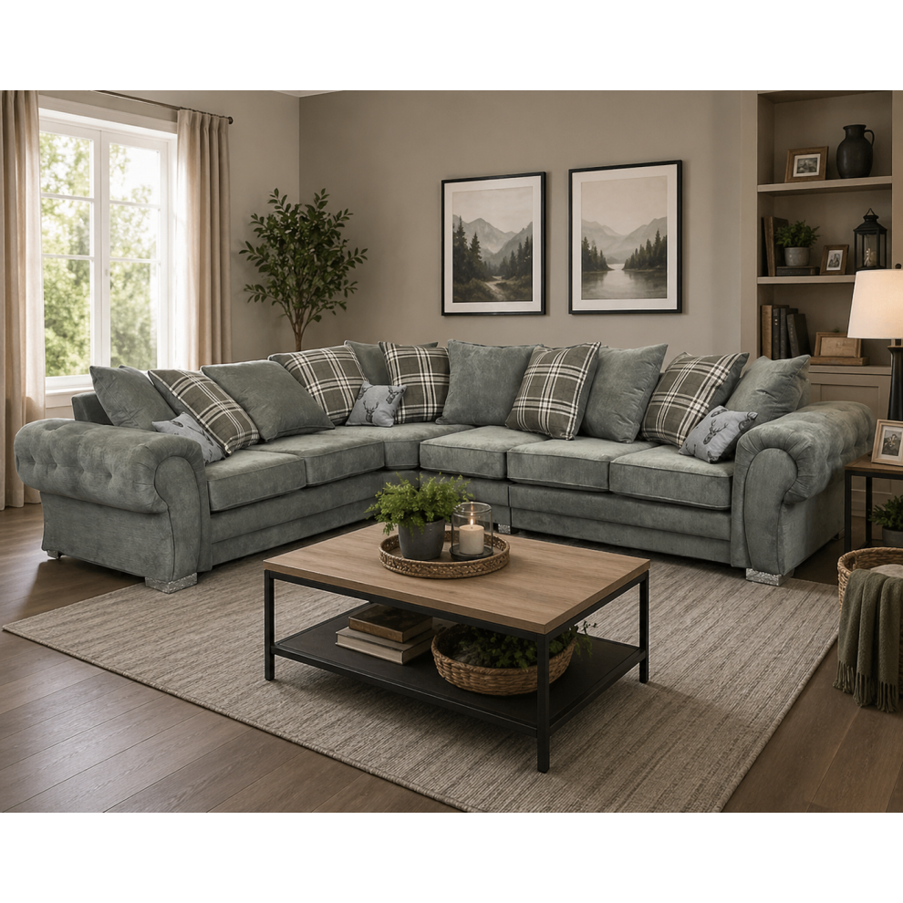 Furniture 786 Verona Scatter Back 2C3 Corner Sofa Grey