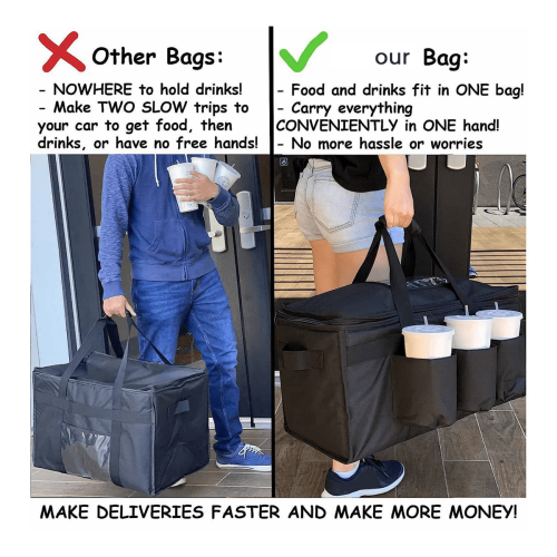 Borsa per la consegna di cibo con portabicchieri per cibi caldi e freddi 1