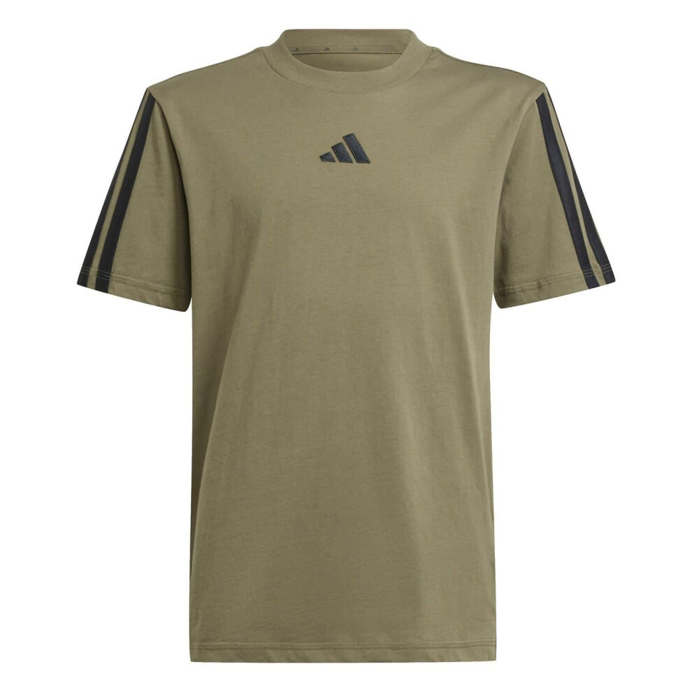 Adidas (11-12 Years, Olive Strata) Childrens/Kids Essentials 3 Stripes T-Shirt Multicoloured