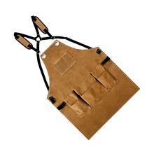 Ergonomic Carpenter Apron Padded Shoulder Straps Pocket-khaki