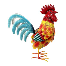 Joli coq en fer, ornements, décoration de poulet,-rouge jaune