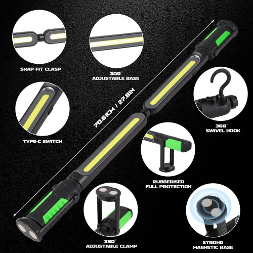 Magnetic LED Work Light Rechargeable 2400 Lumen with 3 Modes, 2200mAh 2