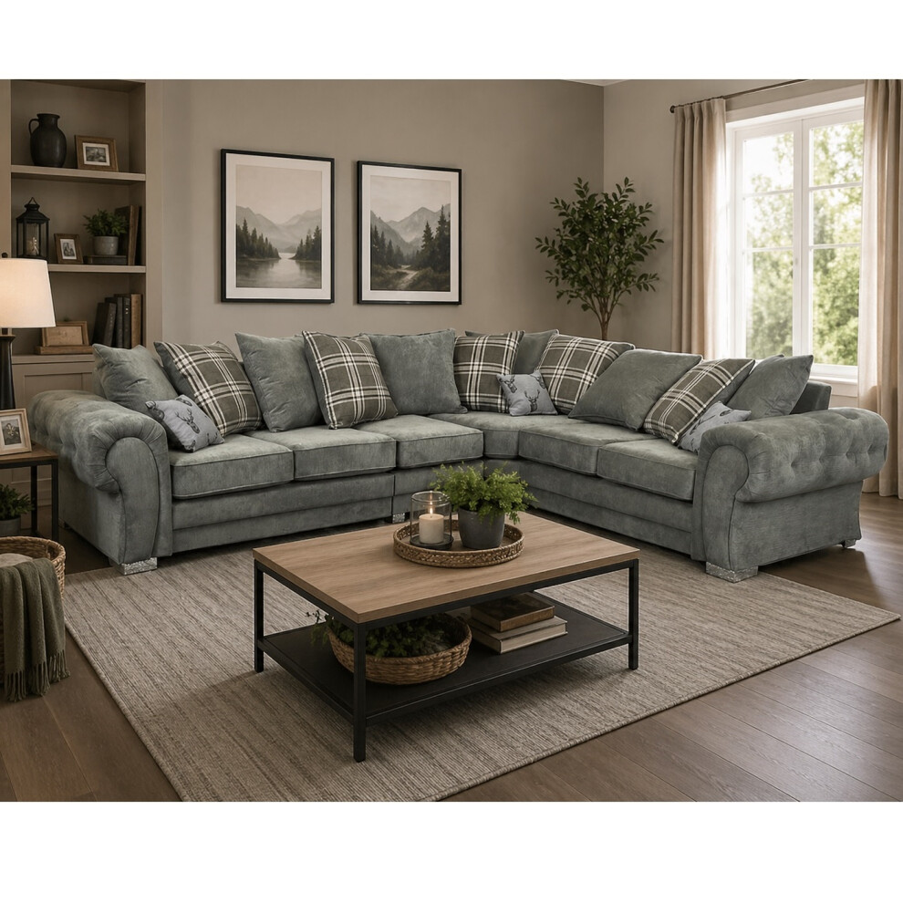 Furniture 786 Verona Scatter Back 3C2 Corner Sofa Grey