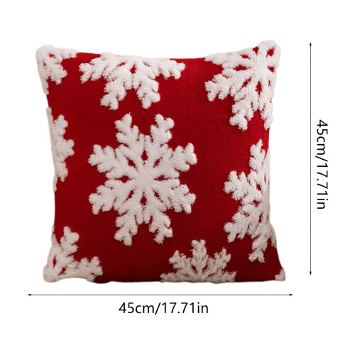 Capa de Almofada de Natal com Flocos de Neve em Veludo 45x45 cm 2