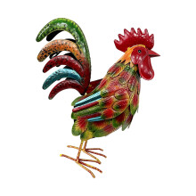 Joli coq en fer, ornements, décoration de poulet, piquet-couleur