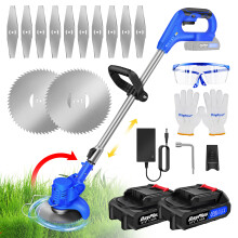 21V Cordless Strimmer, Grass Trimmer with 10,000 RPM Garden Strimmer Cordless with 2 Batteries for all Your Garden and Lawn Care Needs