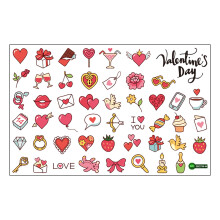 Lot de 24 stickers muraux pour la Saint-Valentin