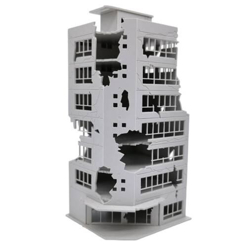 N-Maßstab 1:144, zerstörtes, beschädigtes Gebäude,-3