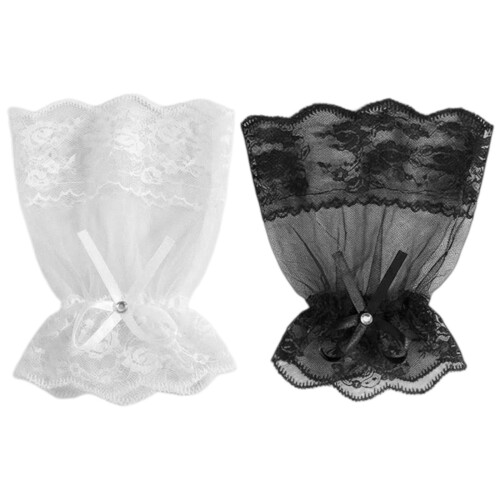 Breathable Wristband Wrist Covers With Lace Patterns-Black 2