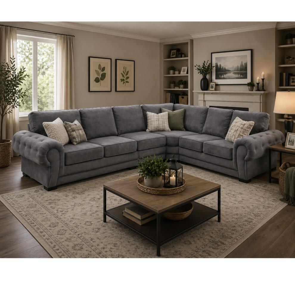 Furniture 786 Chingford Full Back 3C2 Corner Sofa Grey