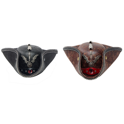 Bat Wing Pirate Captain Hat With Detailed Stitching Ideal-brown 1