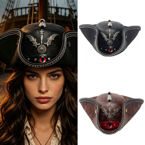 Bat Wing Pirate Captain Hat With Detailed Stitching Ideal-brown 2