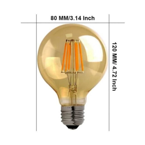 Σετ 4 λαμπτήρων LED Edison E27 G80, ζεστό λευκό, 6W, ισοδύναμο 60W, vintage玻璃 1