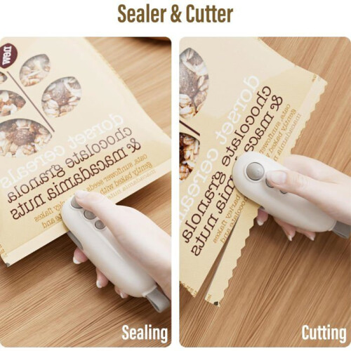 Mini-scelleuse de sacs rechargeable avec cutter et aimant, thermoscelleuse pratique pour fermer les sachets, compacte et facile à utiliser 1