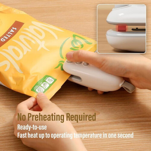 Mini-scelleuse de sacs rechargeable avec cutter et aimant, thermoscelleuse pratique pour fermer les sachets, compacte et facile à utiliser 2