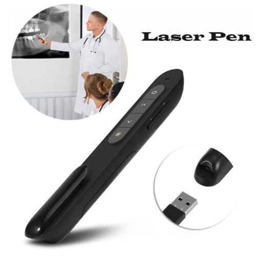 Wireless USB 2.4G Laser Pointer Remote Control for Presentations, Black, Portable and Easy to Use 1