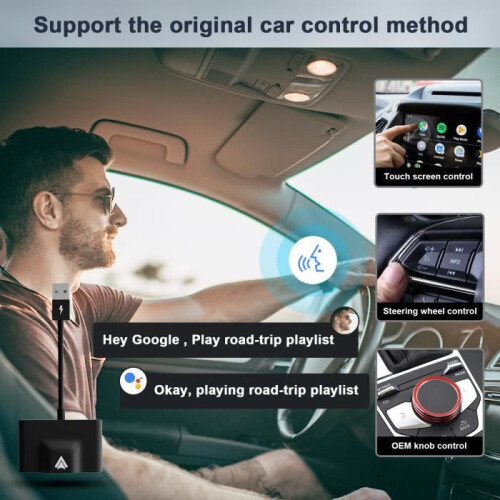 Wireless Android Auto Adapter, Low Power OTA Upgrade, Black, Compact Plug and Play for Car Use 1