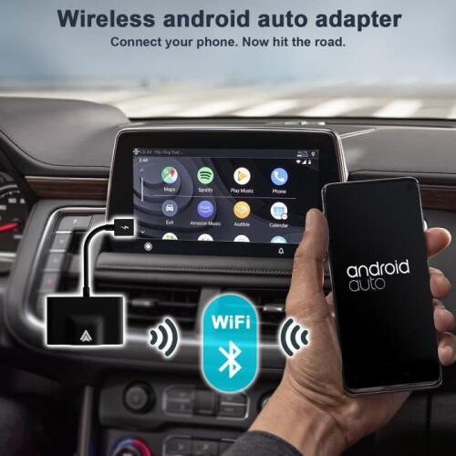 Wireless Android Auto Adapter, Low Power OTA Upgrade, Black, Compact Plug and Play for Car Use 2