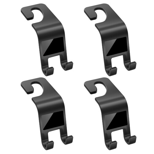 Premium Leather Wrapped Space Saving Car Hook For Seat-Black