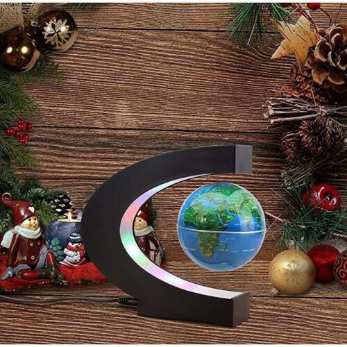 Magnetic Floating Illuminated Globe, Creative Blue C Shaped Base Home Office Decoration Globe 1