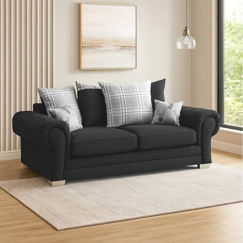 Furniture 786 Verona Scatter Back 3&2 Seater Sofa Set Black 2