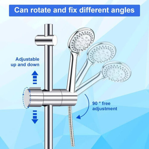 Adjustable Shower Head Holder, 18-25 mm Diameter, Chrome Finish and ABS Bracket for Shower Rail 2