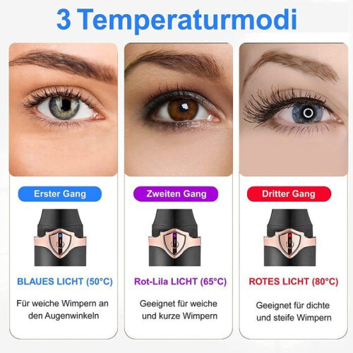 Heated Eyelash Curler, USB Rechargeable, 3 Temperature Settings, Fast Preheating, Dual-Use Comb 1