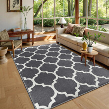 (200cm x 290cm (6ft 7" x 9ft 6")- Extra Large Rug Indoor Outdoor Floor Area Carpet, Grey White) Non-Slip Rugs Printed Carpets Hallway Runner Mats