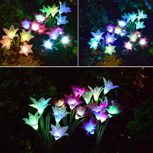 Luci solari a LED impermeabili a forma di giglio per esterni (2 pezzi) 1