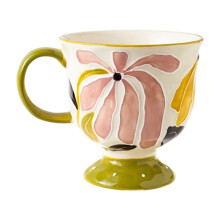 Einzigartige Keramikbecher mit graviertem Blumendesign,-ONGGREEN