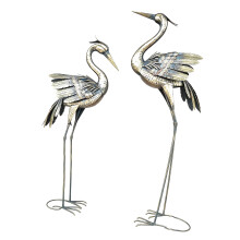 Cranes Garden Statue Outdoor Metal Heron Yard Arts-Gold