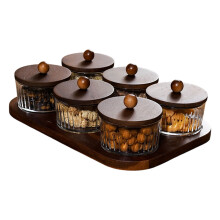 Functional Glasses Salad Bowl And Wood Snacks Tray Set-SIXLINE