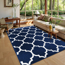 (Ava Navy Blue Printed) Extra Large Rugs Geometric Area Floor Carpet