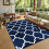 (Ava Navy Blue Printed) Extra Large Rugs Geometric Area Floor Carpet 1
