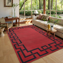 Lexi Red Printed Rug 200x290cm - Extra Large Super Soft Living Room Carpet, Christmas Gift Idea