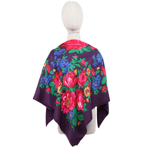 Lightweight Printed Square Scarf Adjustable Fringed-Purple