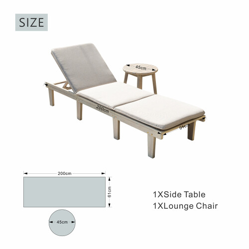 Wood 5-Position Adjustable Lounge with Side Table 1