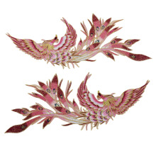 Elegantes Stickerei-Stoffflicken-Set mit goldenem Rand-Rosenrot