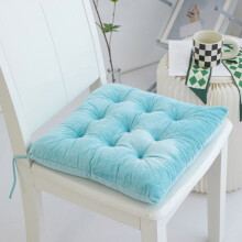 Coussin de chaise carré en peluche réversible avec attaches au dos