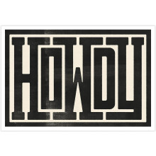 Tableau vintage Howdy, impression sur toile noir et blanc, 40 x 60 cm