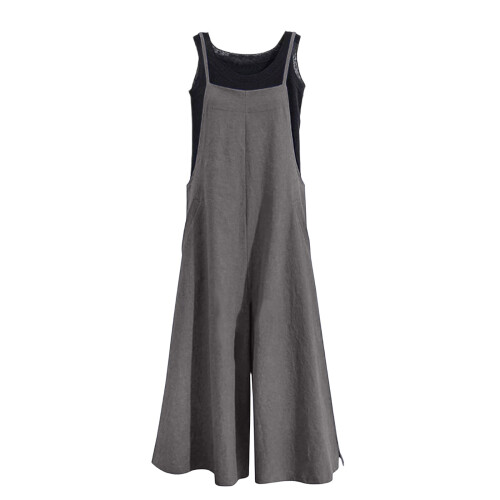 Barboteuses décontractées en coton, jambes larges,-Gris L