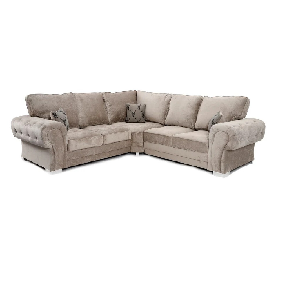 Furniture 786 Chingford Full Back 2C2 Corner Sofa Beige Clear