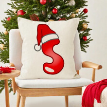 Housse de coussin en lin imprimée avec lettre de Noël 45 x 45 cm