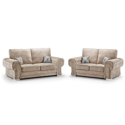Furniture 786 Chingford Full Back 3&2 Seater Sofa Set Beige