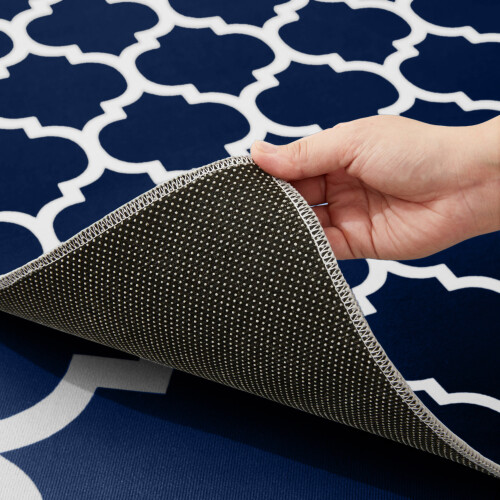 (Ava Navy Blue Printed) Extra Large Rugs Geometric Area Floor Carpet 1