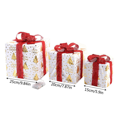 Christmas Decoration Set Pre-Lit Gift Boxes Warm White LED 1