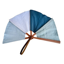 Handmade Wooden Folding Fan with Linen Fabric Elegant Wooden-3