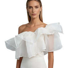 Ethereal Mesh Bridal Shawl Skin Friendly Lining For-White
