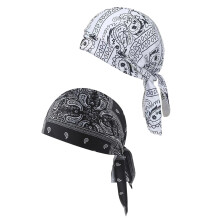 Unisex Pirate Hat Cooling Headscarf Hat Halloween-black white